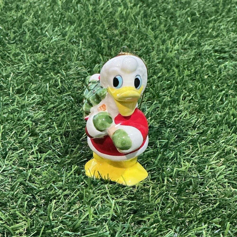 Vintage Schmid Disney Donald Duck Christmas Ornament Ceramic Korea Santa